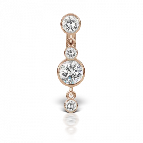 MARIA TASH 3mm-4mm Cubic Zirconia with Double Dangle Barbell (Rose Gold)