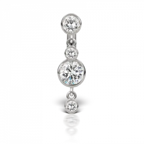 MARIA TASH 3mm-4mm Cubic Zirconia with Double Dangle Barbell (Rose Gold)