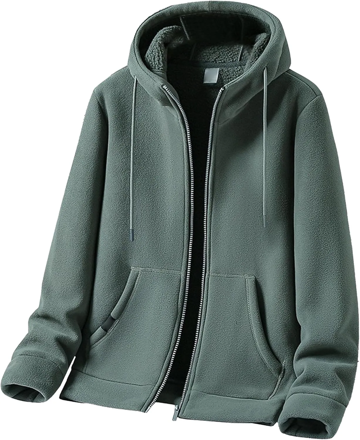 Men's Winter Warm Zip Up Hoodie Heavyweight Fleece Hoooed Sweatshirt Trendy Zip Up Fleece Fashion Outfits