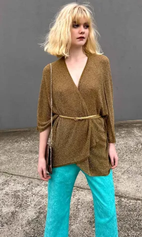 Luxe Momoni Drape Lurex Knit Cardigan for Effortless Elegance