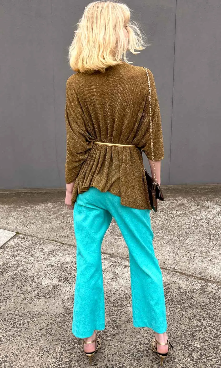 Luxe Momoni Drape Lurex Knit Cardigan for Effortless Elegance