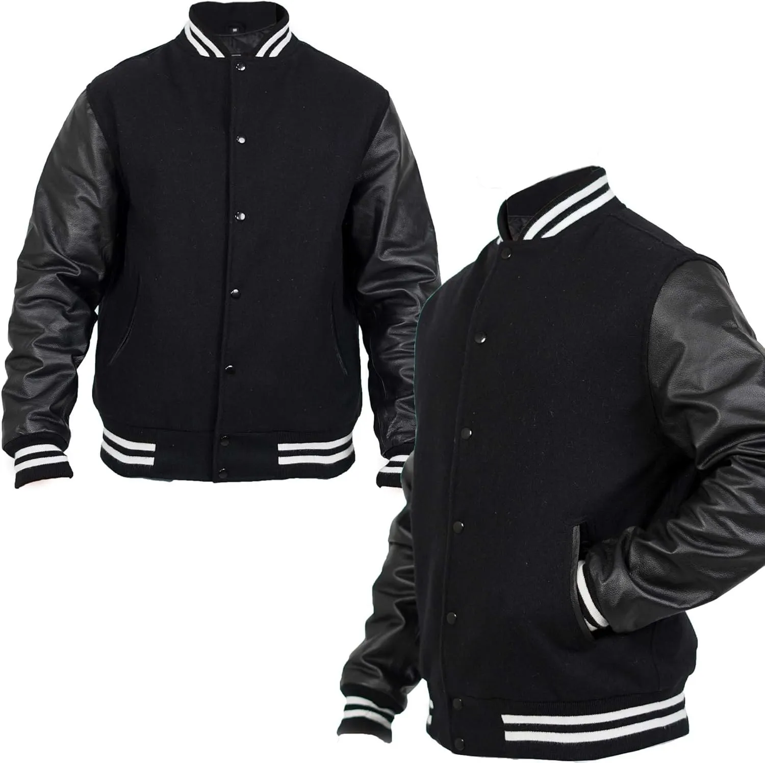 Mount Helicon Two-Tone Leather Baseball Varsity Jacket for Men - Premium Quality and Unique Design