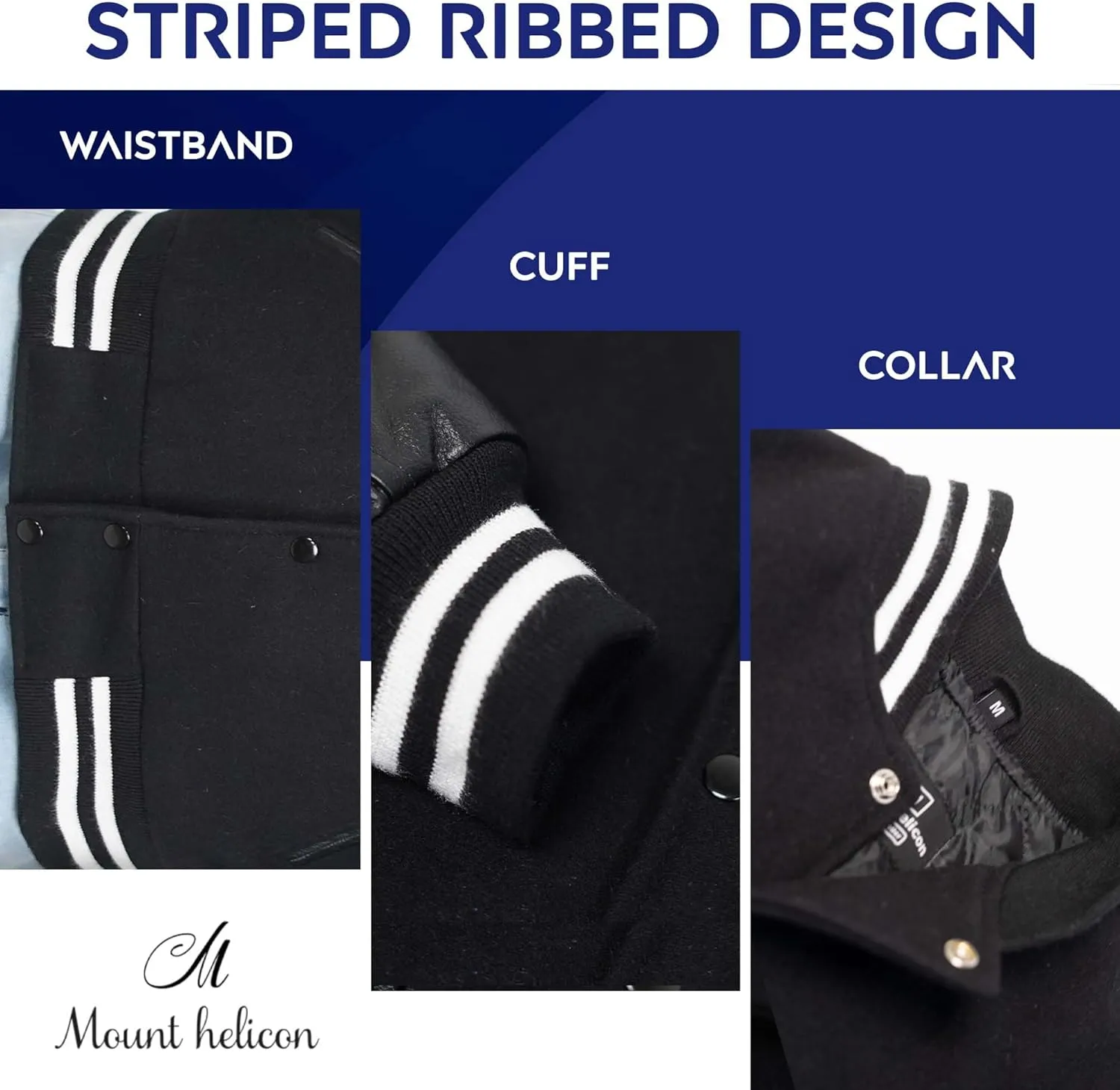 Mount Helicon Two-Tone Leather Baseball Varsity Jacket for Men - Premium Quality and Unique Design