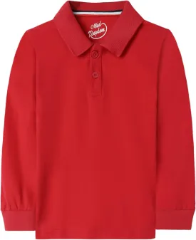 Mud Kingdom Boys Long Sleeve Pique Polo Shirt School Uniform