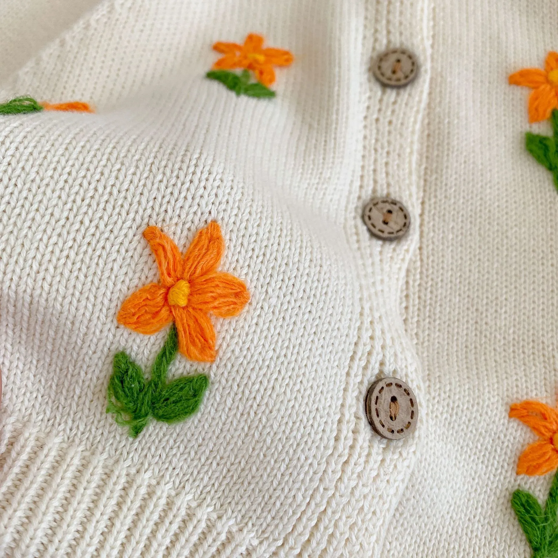 Orange Bloom Knitted Cardigan