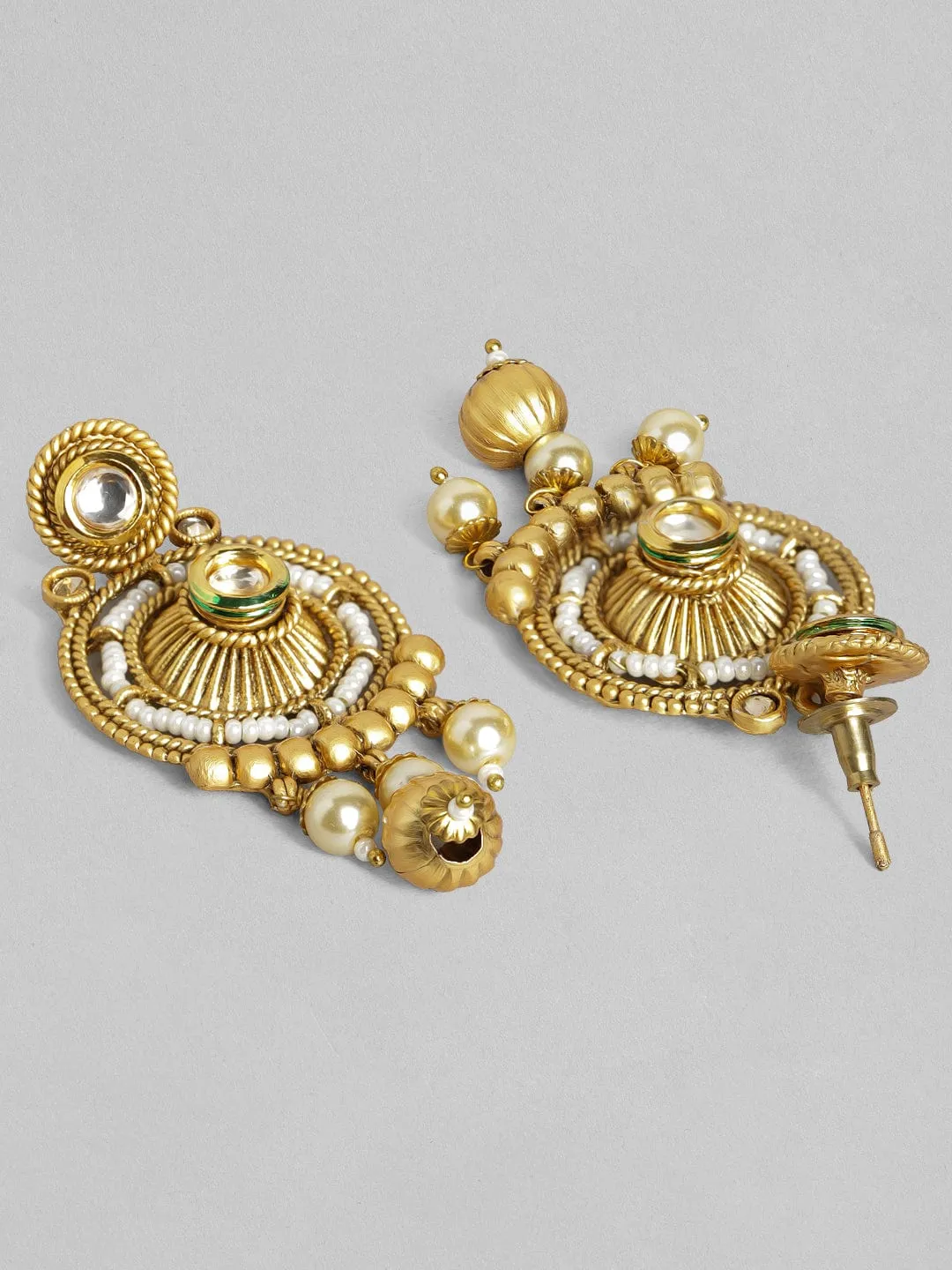 Rubans 22K Gold Plated Handcrafted Pearl Multistranded Filigree Necklace Set