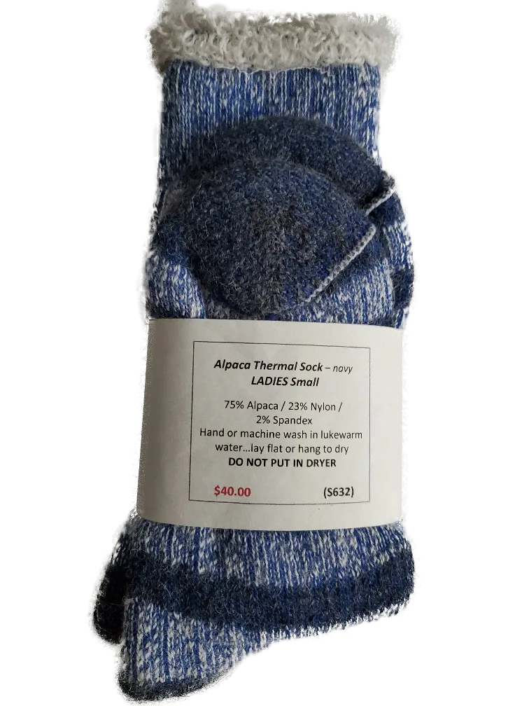 S632 Alpaca Thermal Navy Stripe Ladies Small