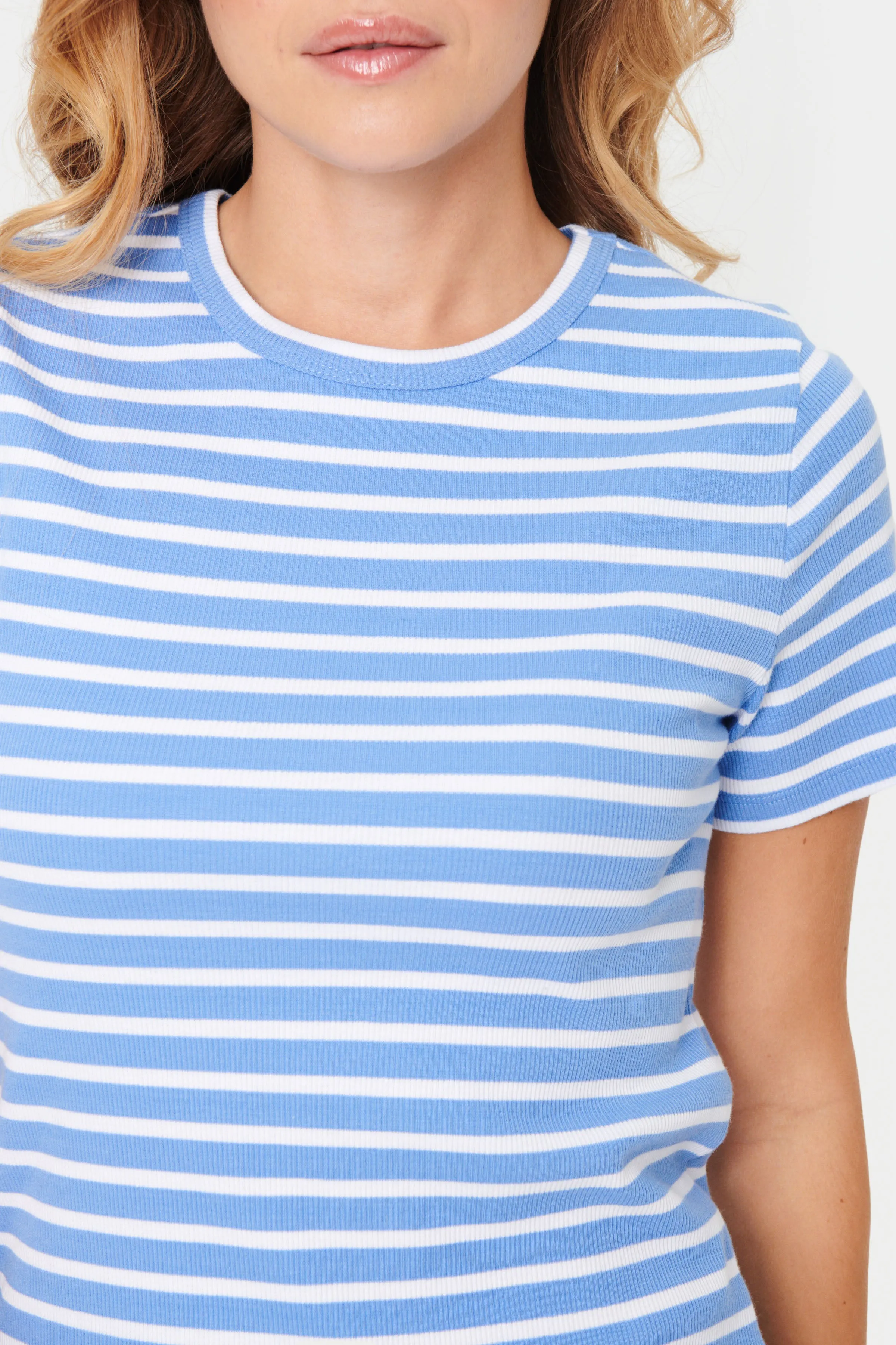 Saint Tropez Aster Striped Short Sleeved Tee In Ultramarine
