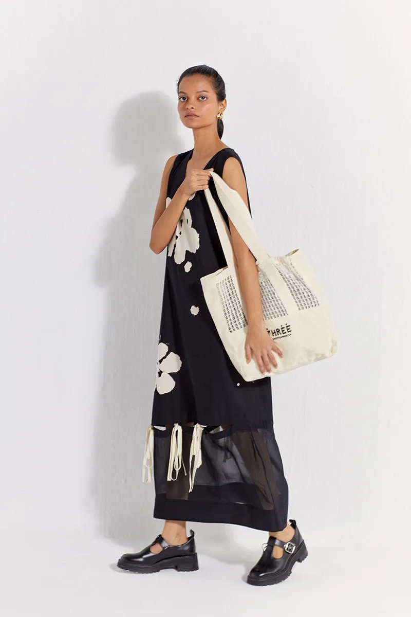 Self-Tie Floral Dress - Black Floral