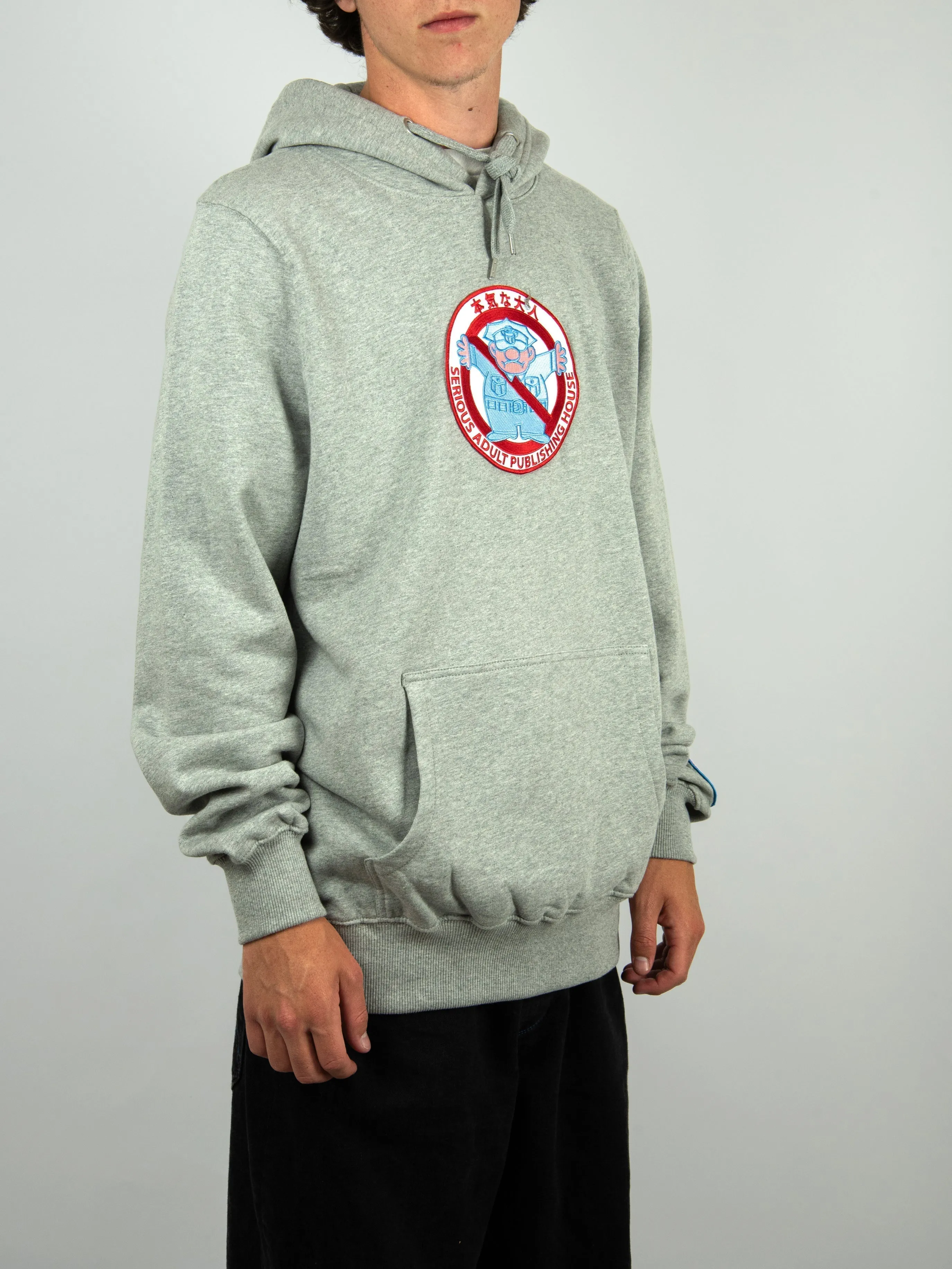 Serious Adult - Stop Cop’s - Heavyweight Hooded Sweatshirt - Grey Melange