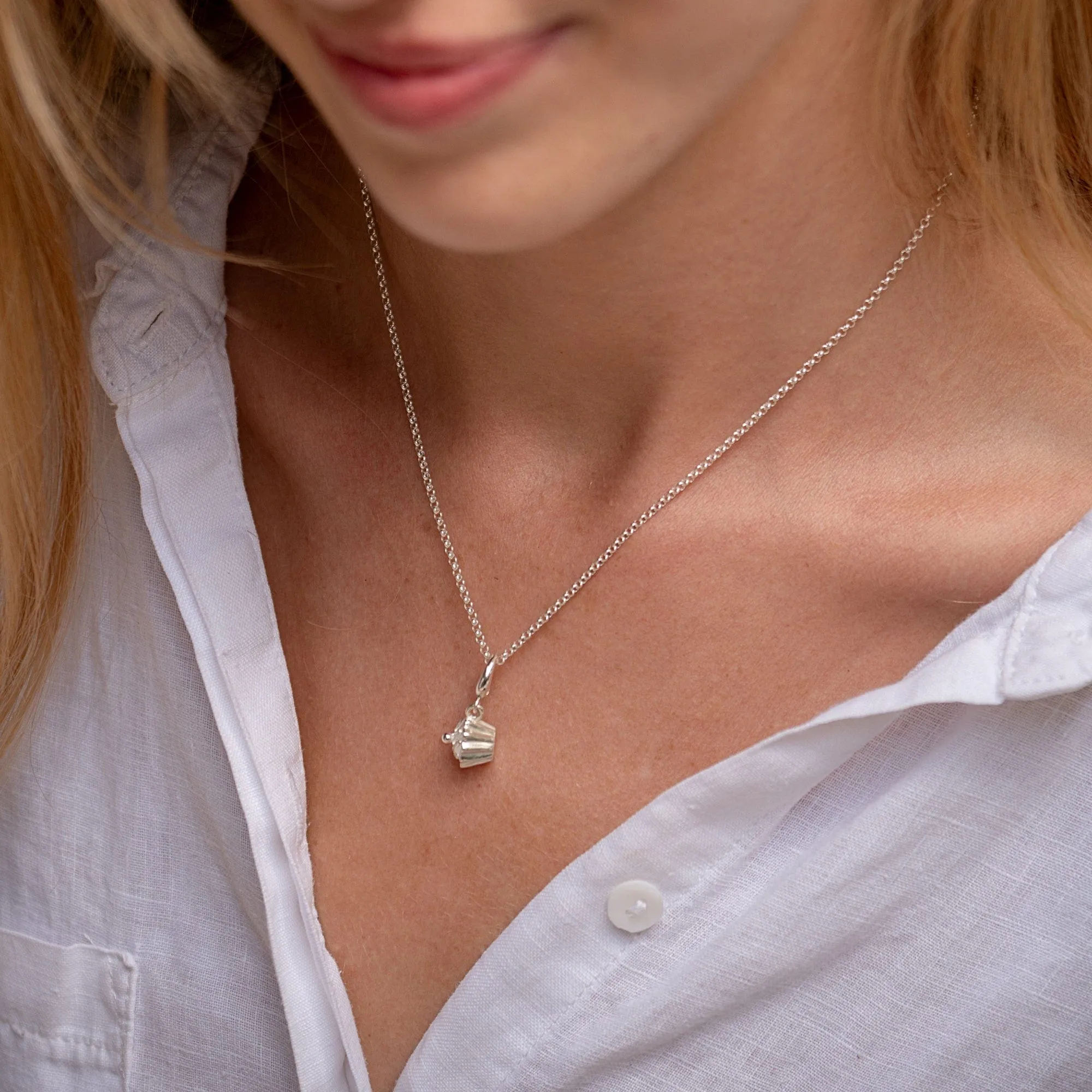 Silver Cupcake Necklace