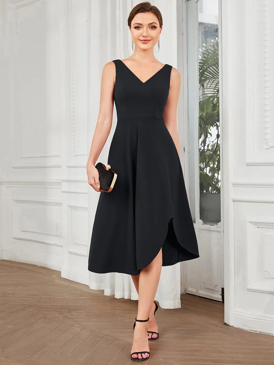 Sleeveless Asymmetrical Hem Wholesale Evening Dresses with V Neck