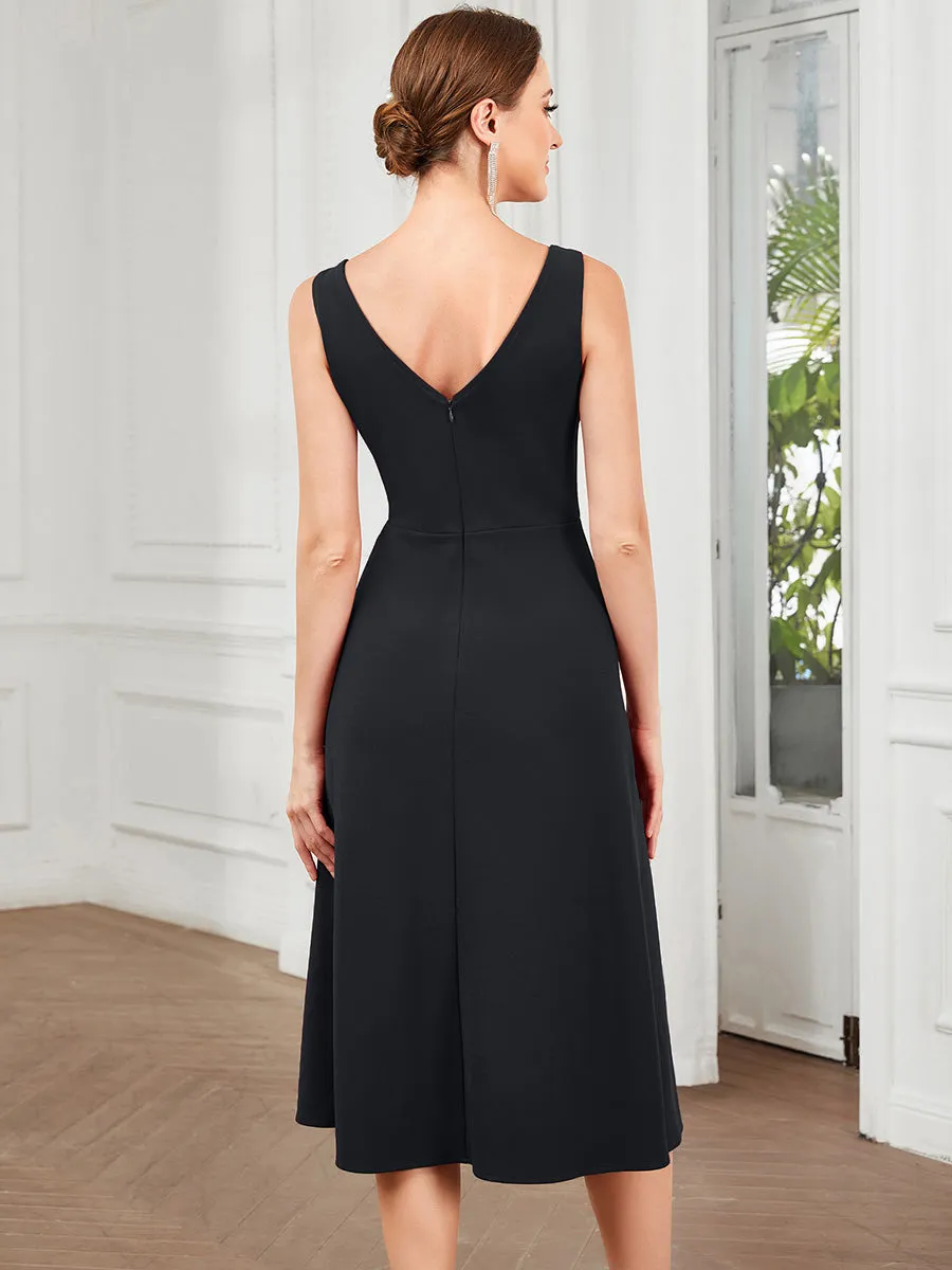Sleeveless Asymmetrical Hem Wholesale Evening Dresses with V Neck