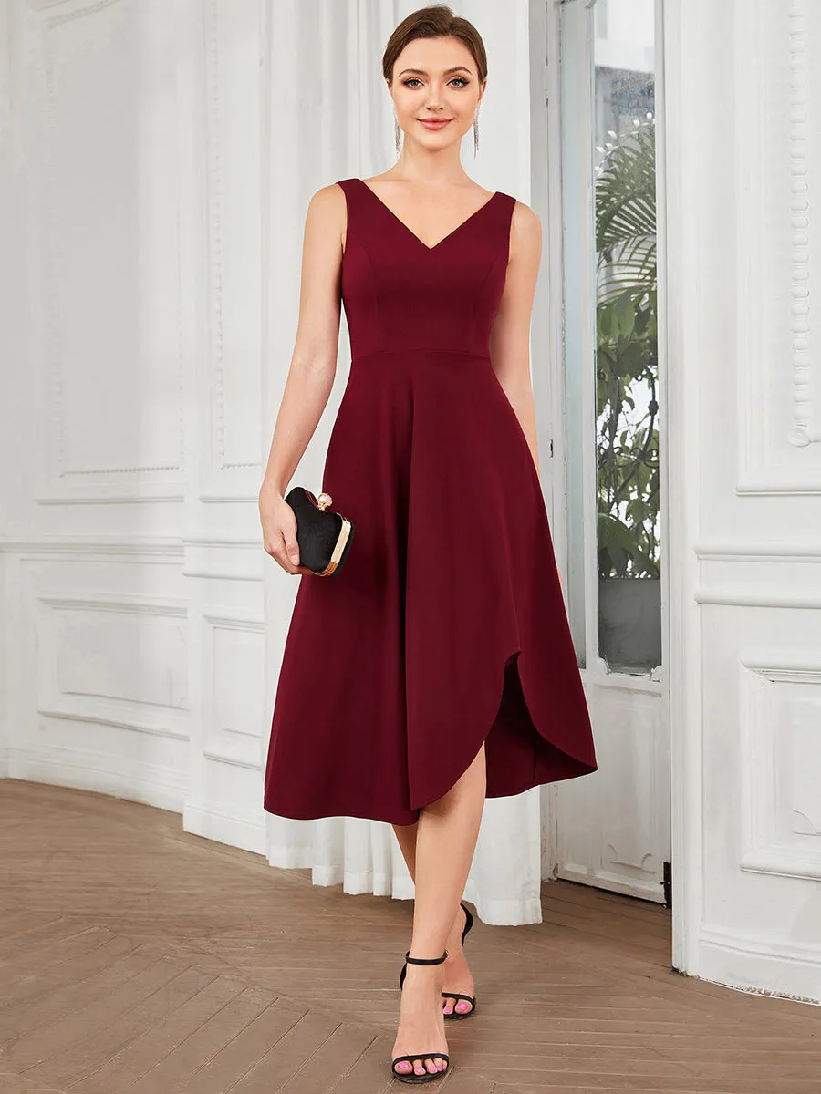 Sleeveless Asymmetrical Hem Wholesale Evening Dresses with V Neck