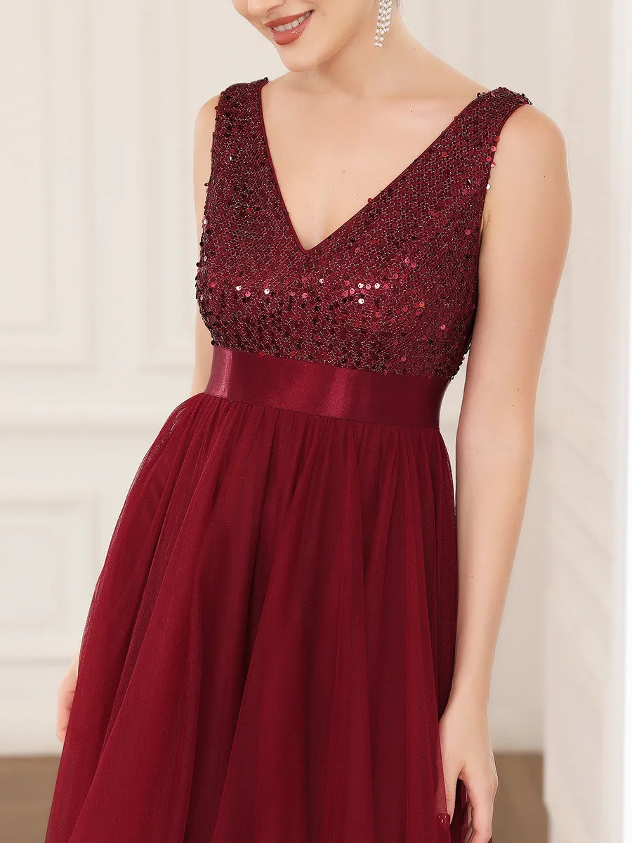 Sparkling Wholesale Evening Dresses with Asymmetrical Hem Deep V Neck