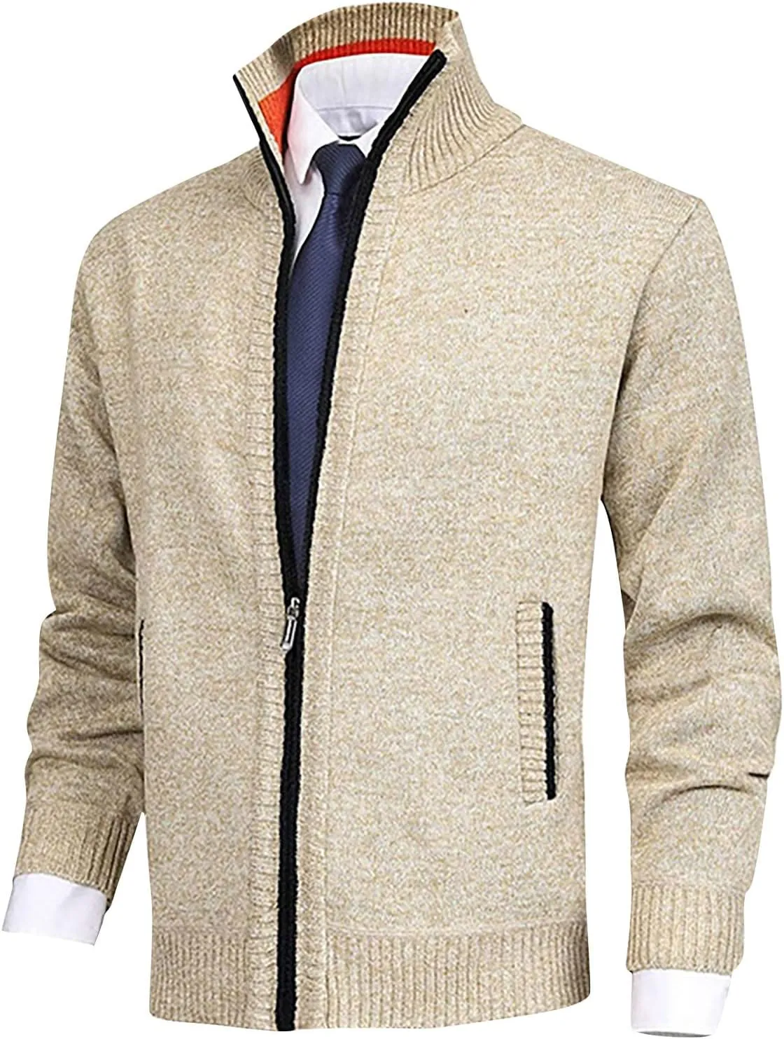 Sport Jackets for Men Men's Fashion Loose Cardigan Warm Jacket Sweater Stand Collar Knitting Coat Jackets