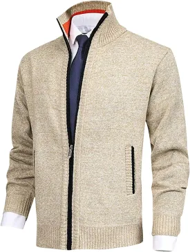 Sport Jackets for Men Men's Fashion Loose Cardigan Warm Jacket Sweater Stand Collar Knitting Coat Jackets