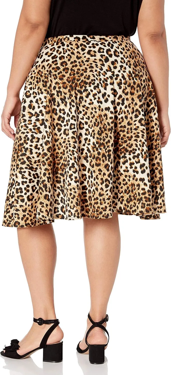 Star Vixen Women's Plus-Size Knee Length Full Skater Skirt