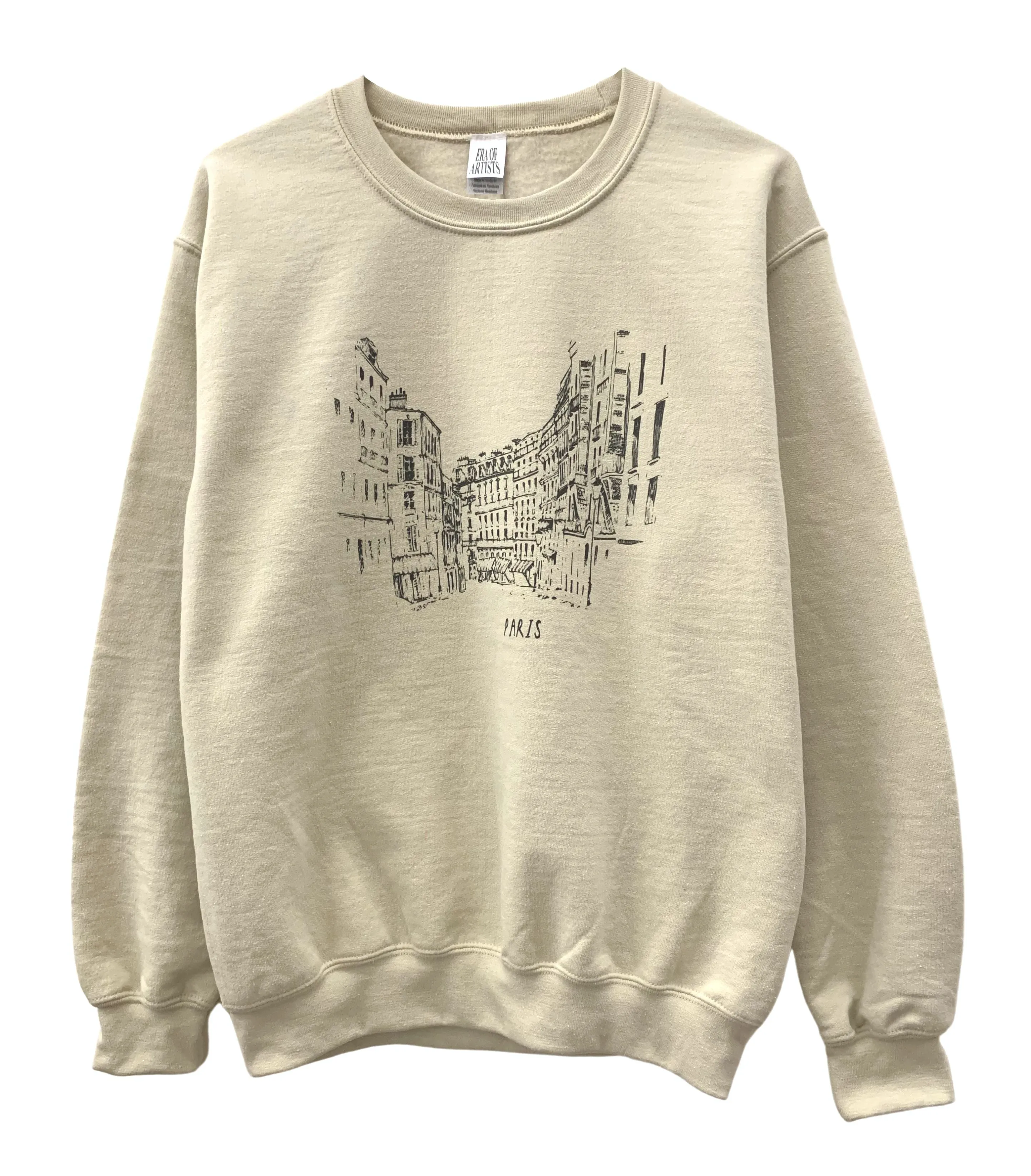 Streets of Paris Beige Graphic Unisex Crewneck Sweatshirt