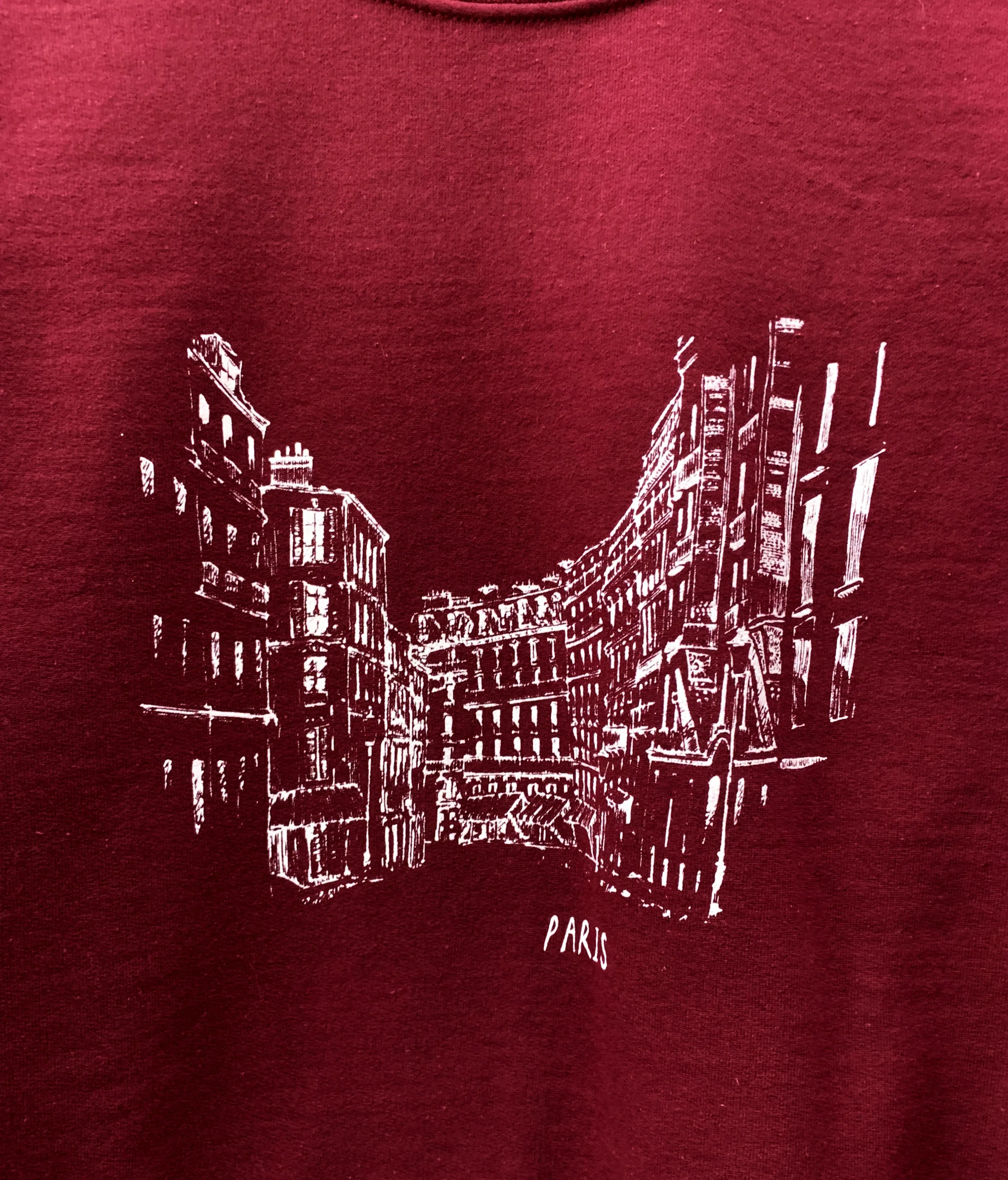 Streets of Paris Maroon Graphic Unisex Crewneck Sweatshirt