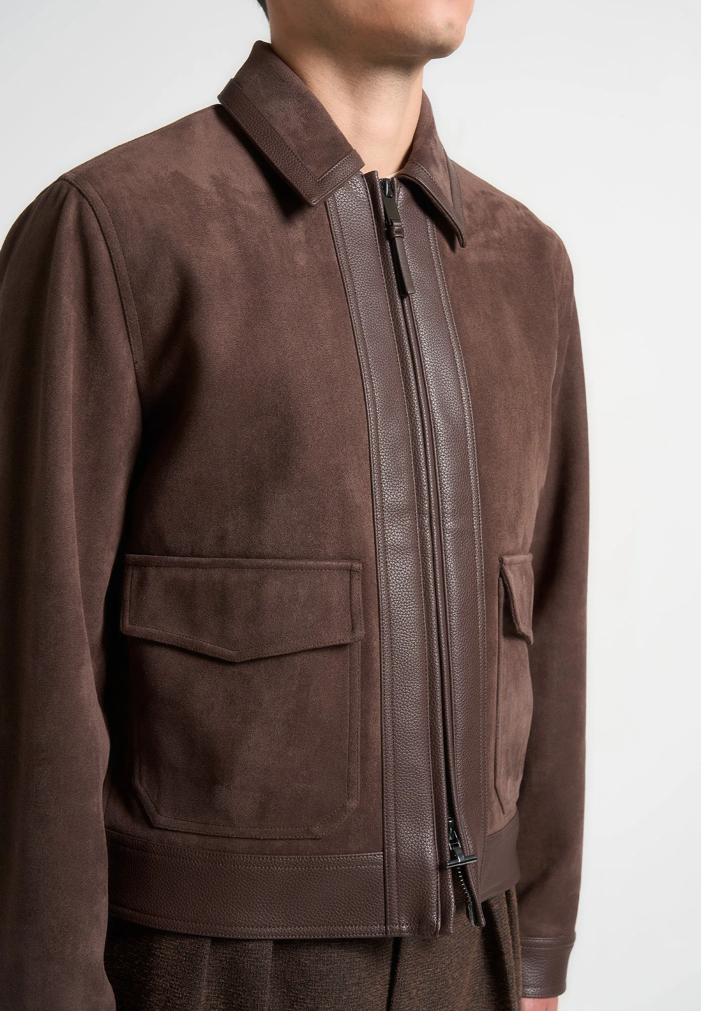 Brown Suede and Pebbled Leather Jacket