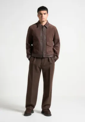 Brown Suede and Pebbled Leather Jacket