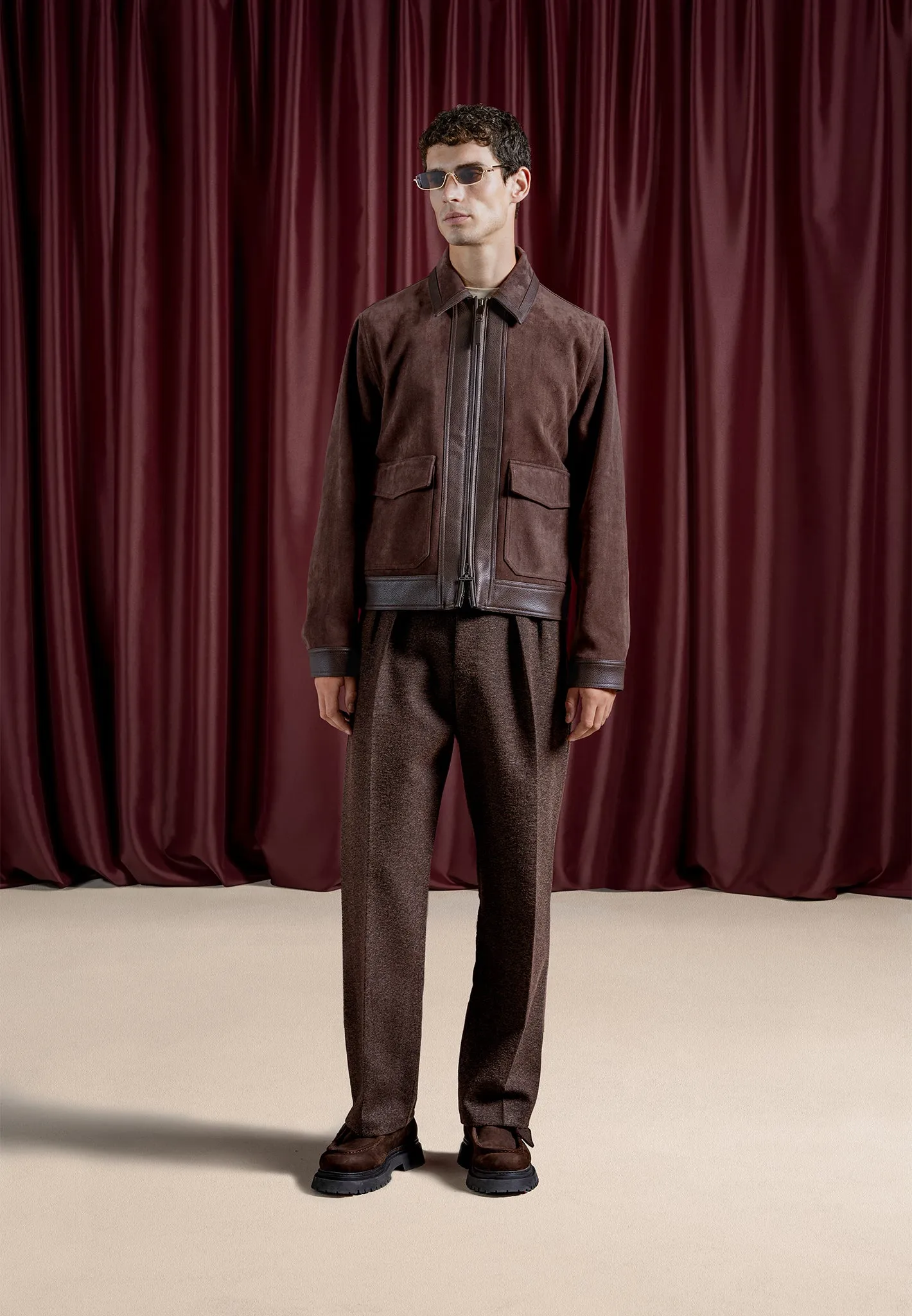 Brown Suede and Pebbled Leather Jacket