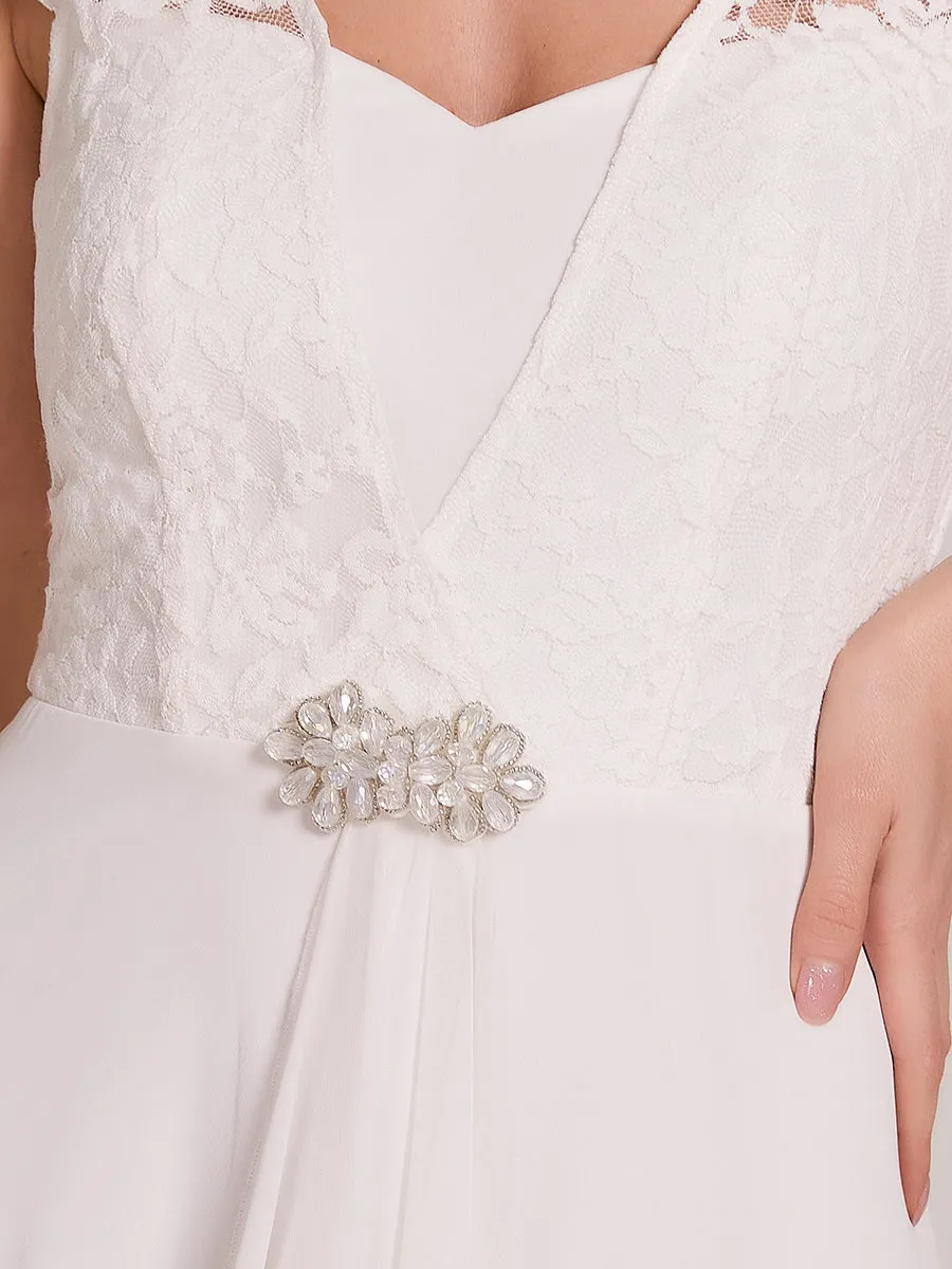 Sweetheart Elegant Wholesale Chiffon Bridemaid Dress With Lace Cap Sleeves