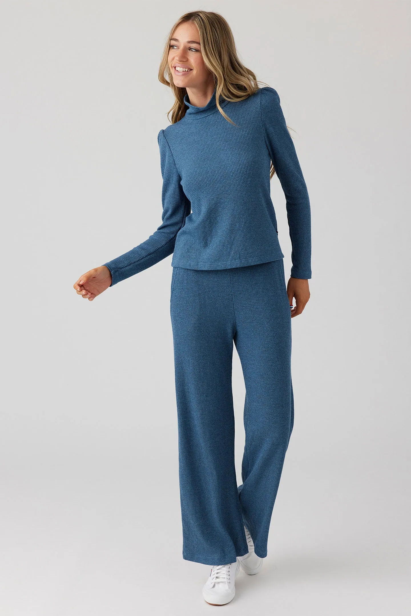 Thermal Wide Leg Pant - Atlantic