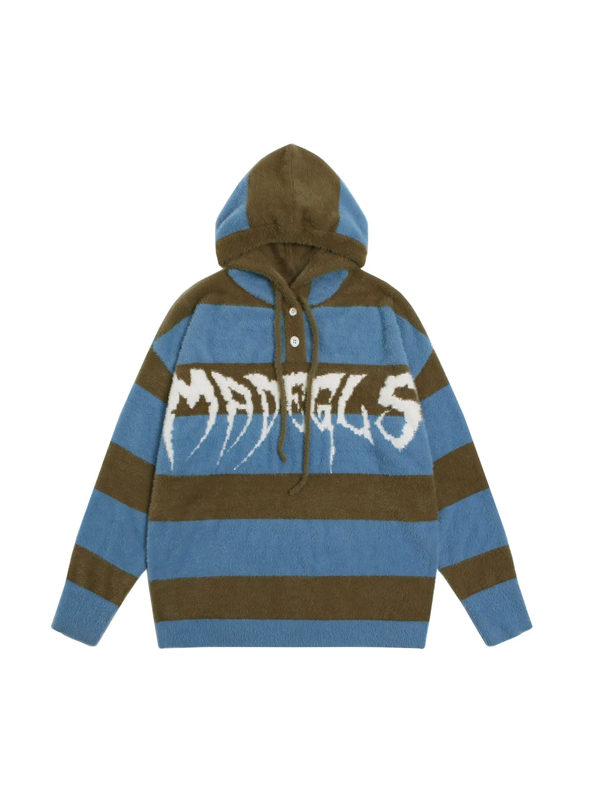 Thesupermade Jacquard Knit hooded Striped Sweater