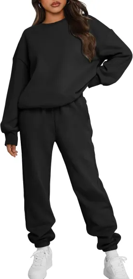 Trendy Queen Sweatsuits Women 2 Piece Outfits Two Piece Crewneck Sweatshirts Sets Lounge Fall Sweatpants 2025 Tracksuits