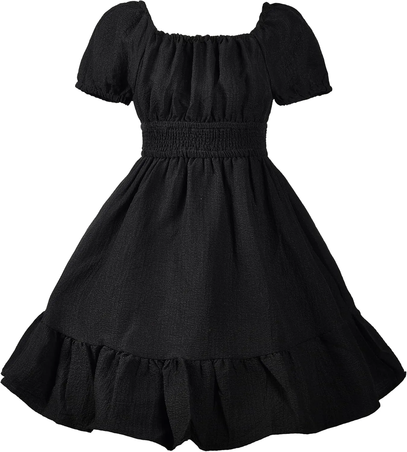 Uhnice Girls Summer Casual Dress Bow Tie Back Dresses Off Shoulder Ruffled Hem