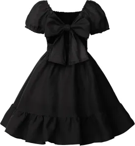 Uhnice Girls Summer Casual Dress Bow Tie Back Dresses Off Shoulder Ruffled Hem