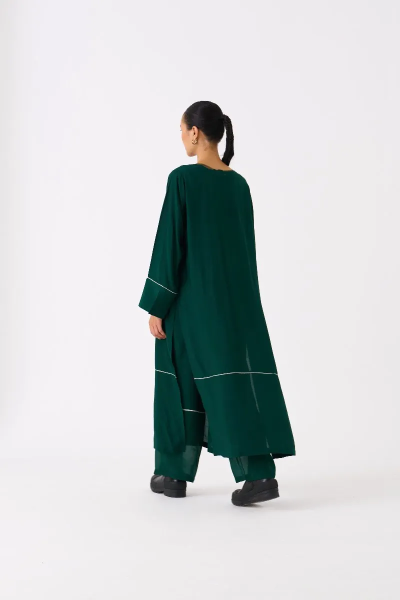 V Neck Kaftan Co ord Set of 2 Forest Green