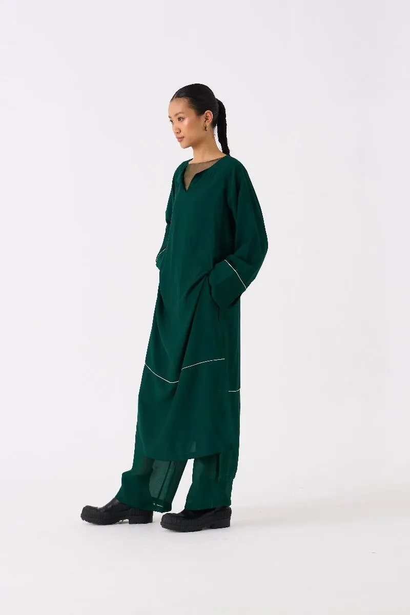V Neck Kaftan Co ord Set of 2 Forest Green