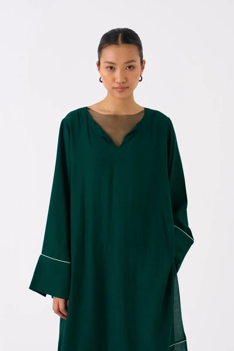 V Neck Kaftan Co ord Set of 2 Forest Green