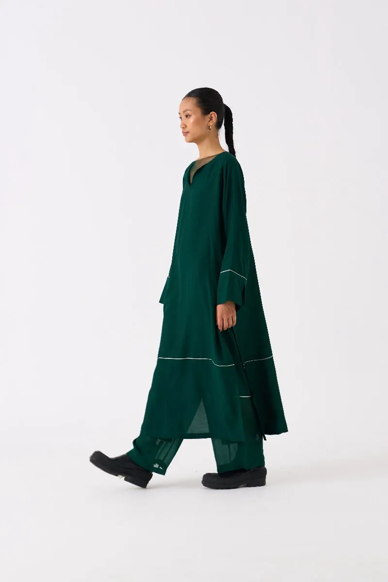 V Neck Kaftan Co ord Set of 2 Forest Green