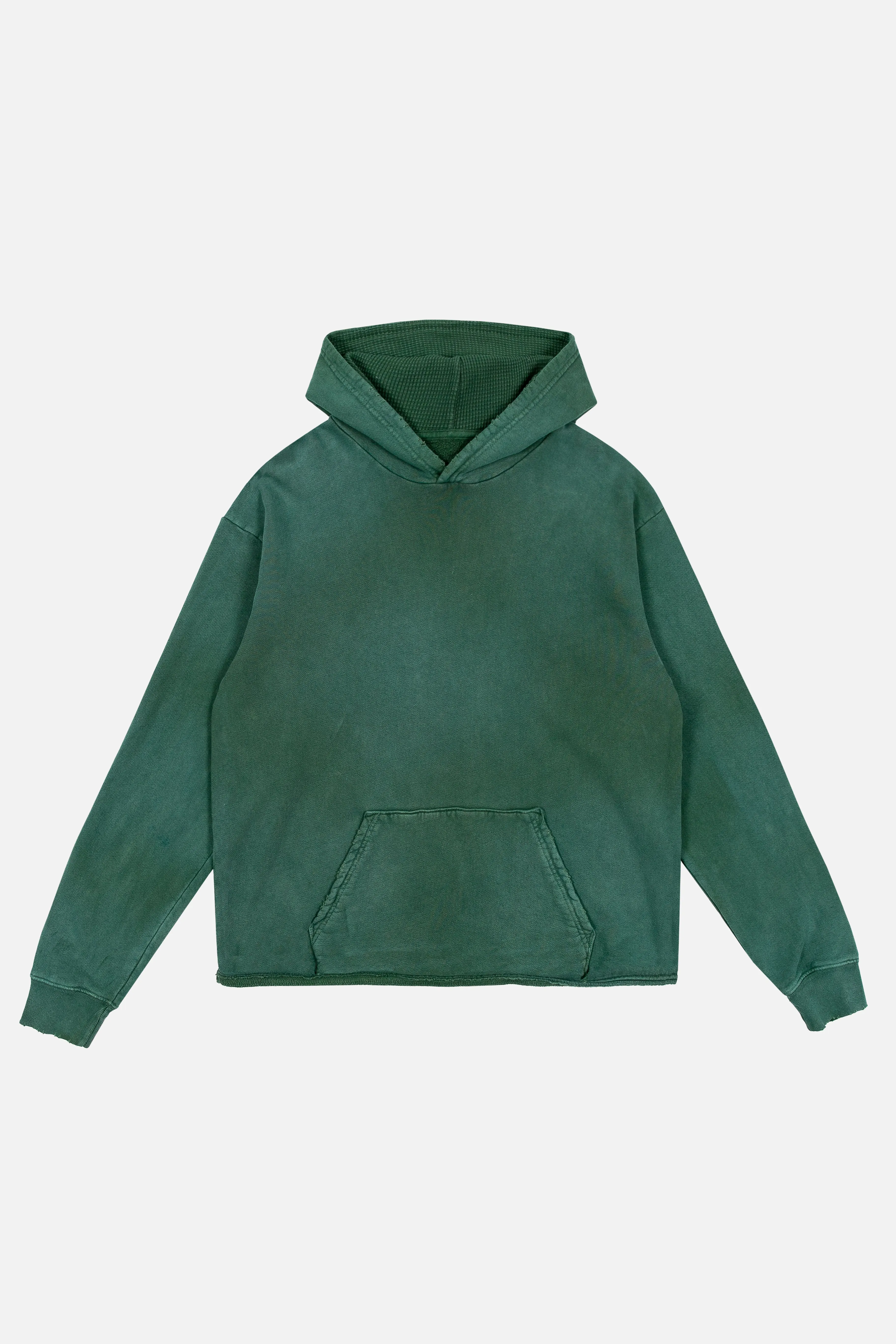 Here is an optimized title for the e-commerce product with modifiers:

Cozy Hunter Green Waffle Knit Hoodie - Stylish and Comfortable