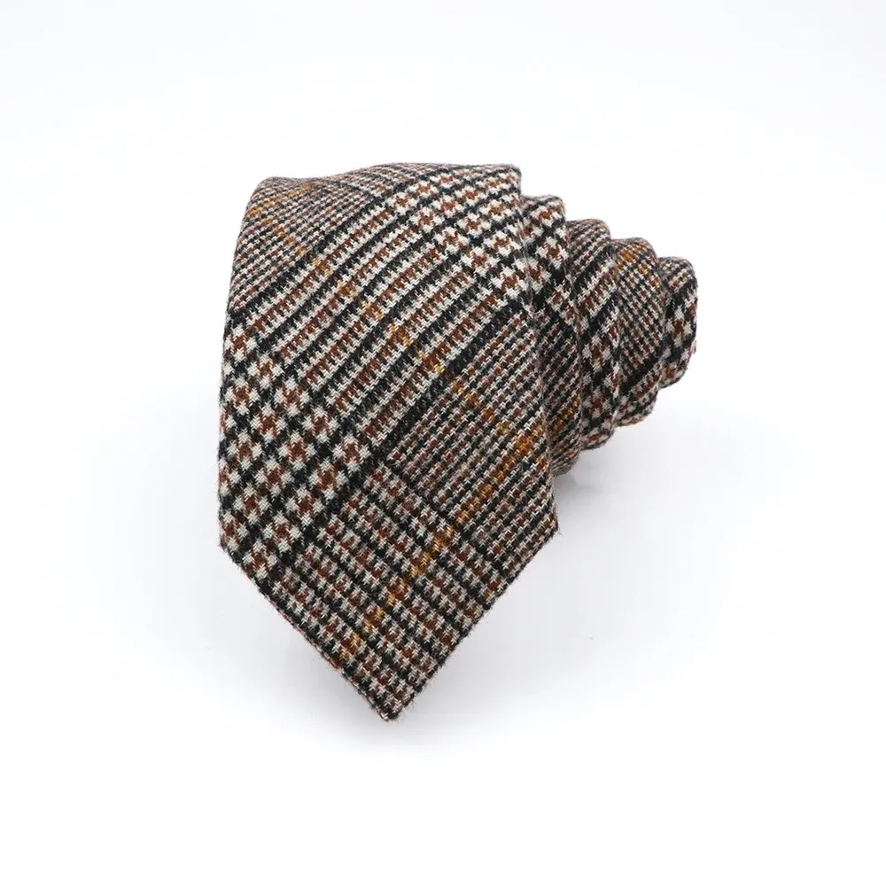 Wakefield Woolen Plaid Tie, Brown / Black / Orange