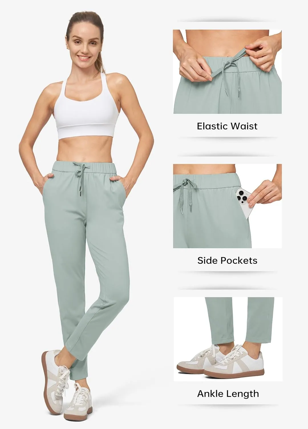 Willit Women's Golf Travel Pants Lounge Sweatpants 7/8 Athletic Pants Quick Dry On The Fly Pants