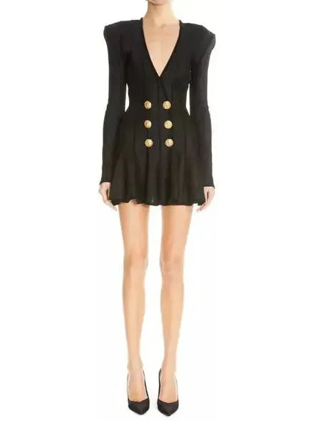 Women’s Black A-Line Knit Mini Dress