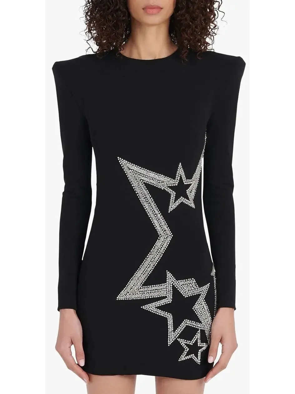 Women’s Black and Silver Stars Embroidered Dress