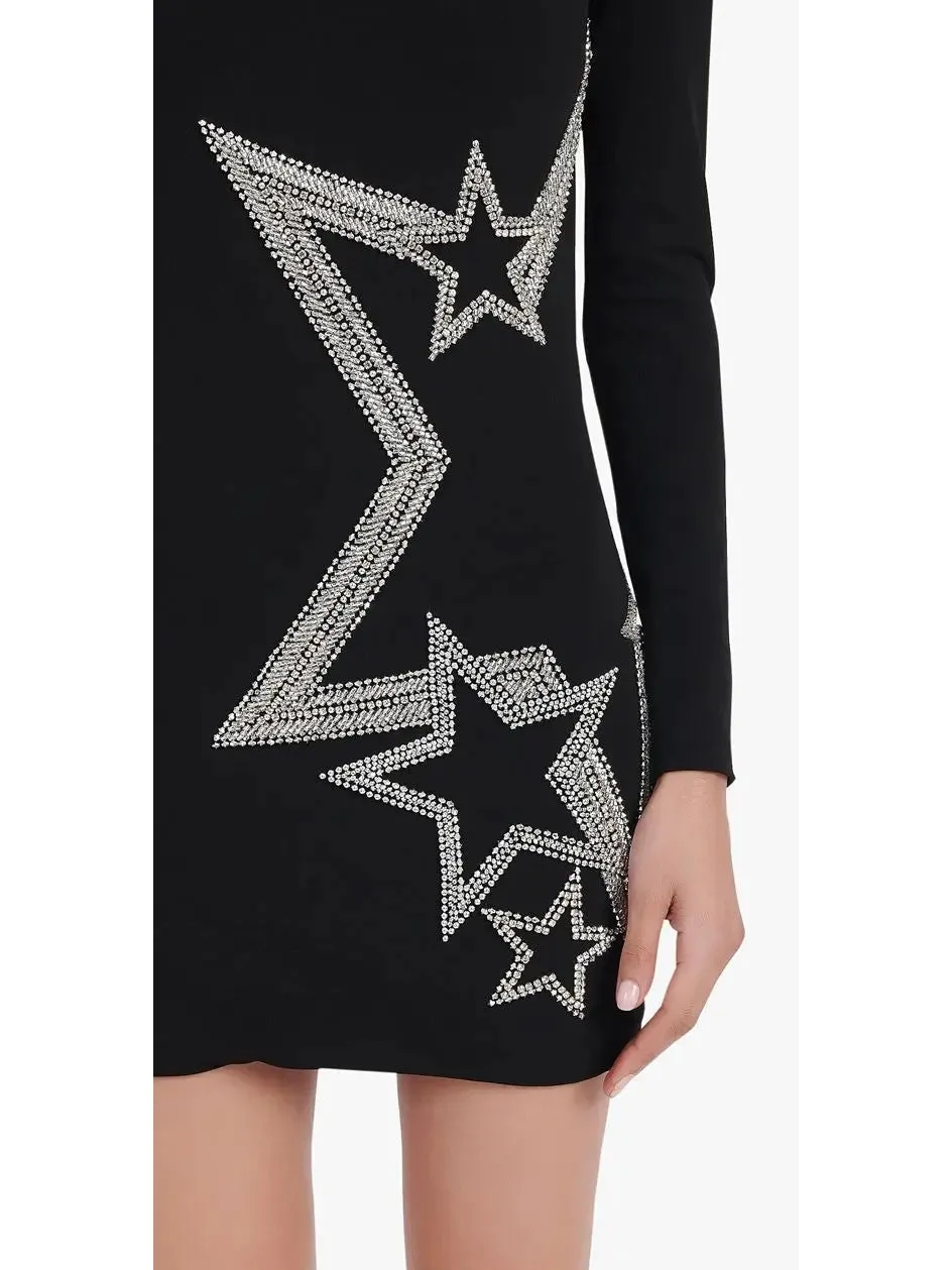 Women’s Black and Silver Stars Embroidered Dress