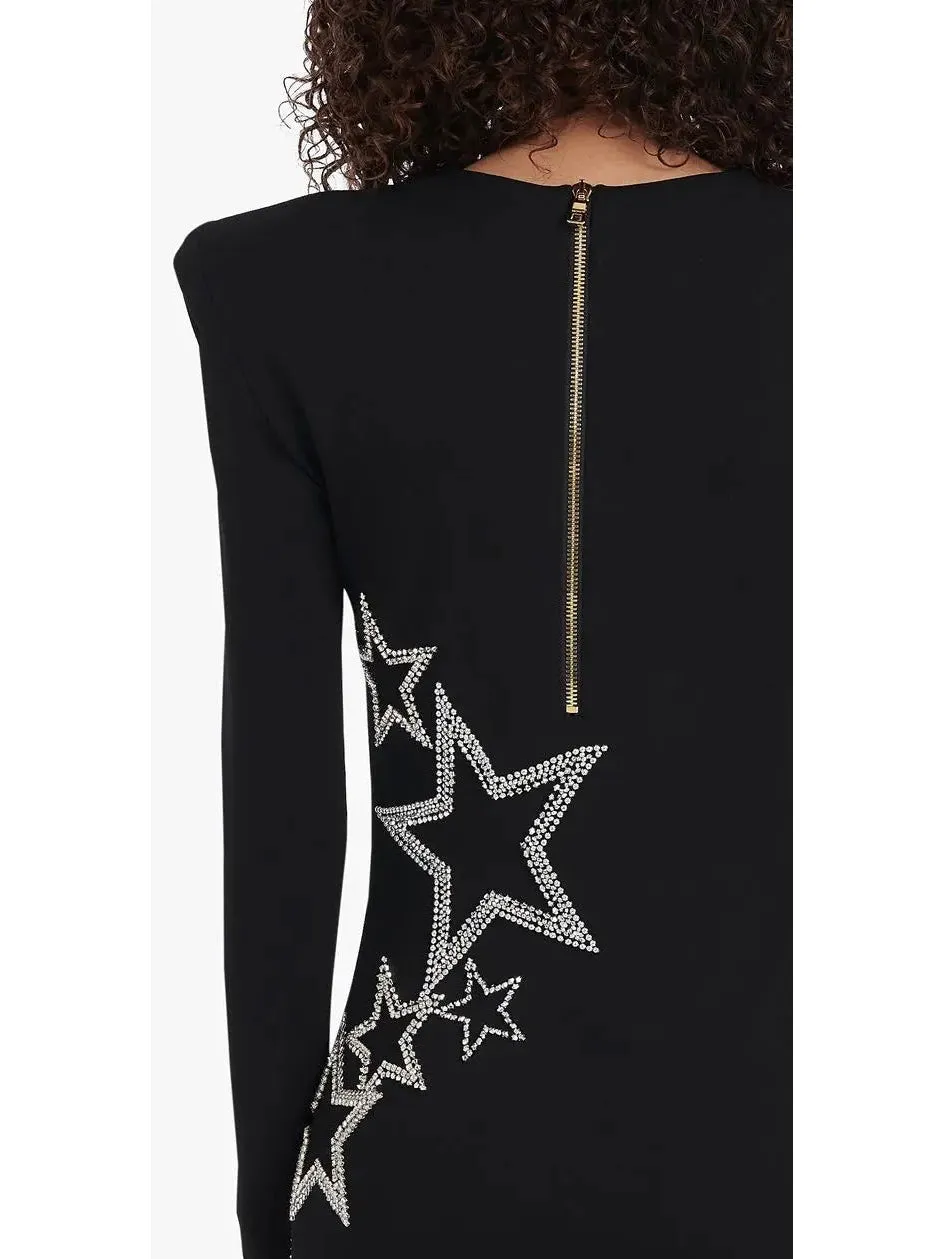 Women’s Black and Silver Stars Embroidered Dress