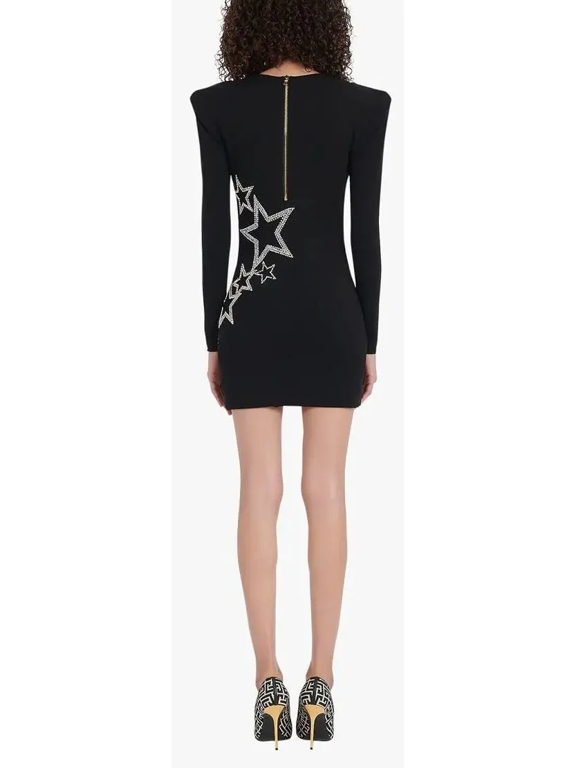 Women’s Black and Silver Stars Embroidered Dress