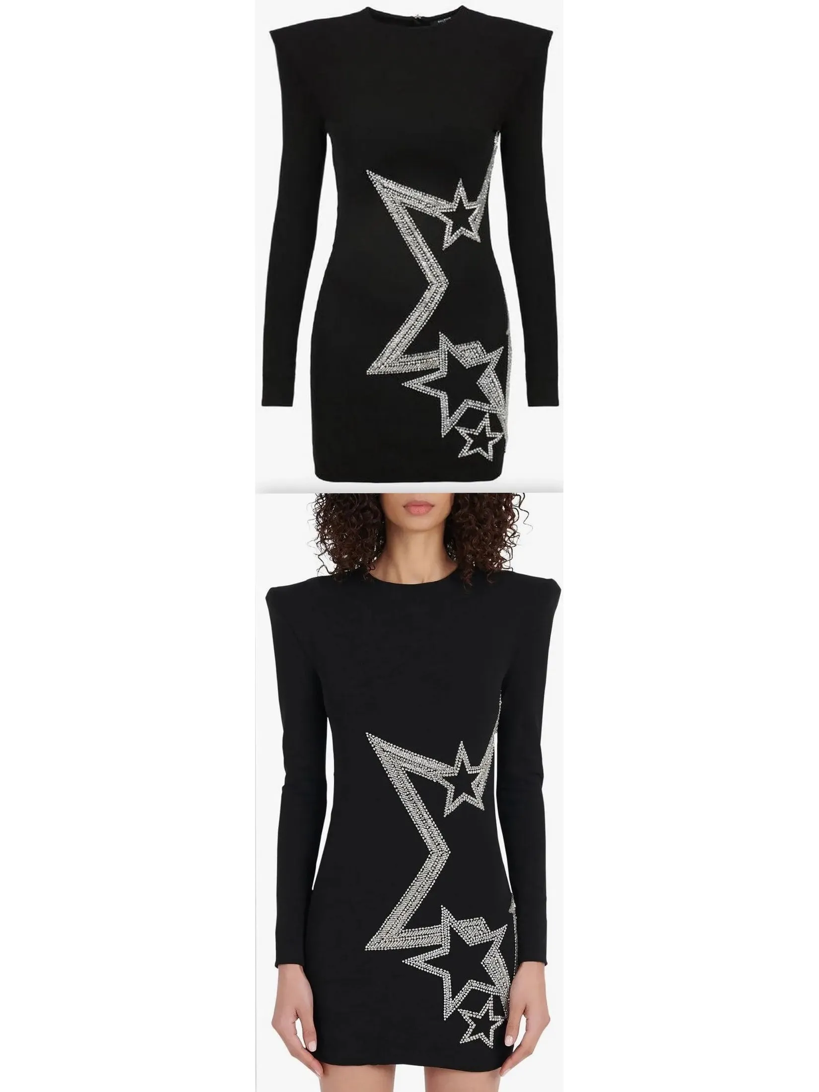 Women’s Black and Silver Stars Embroidered Dress