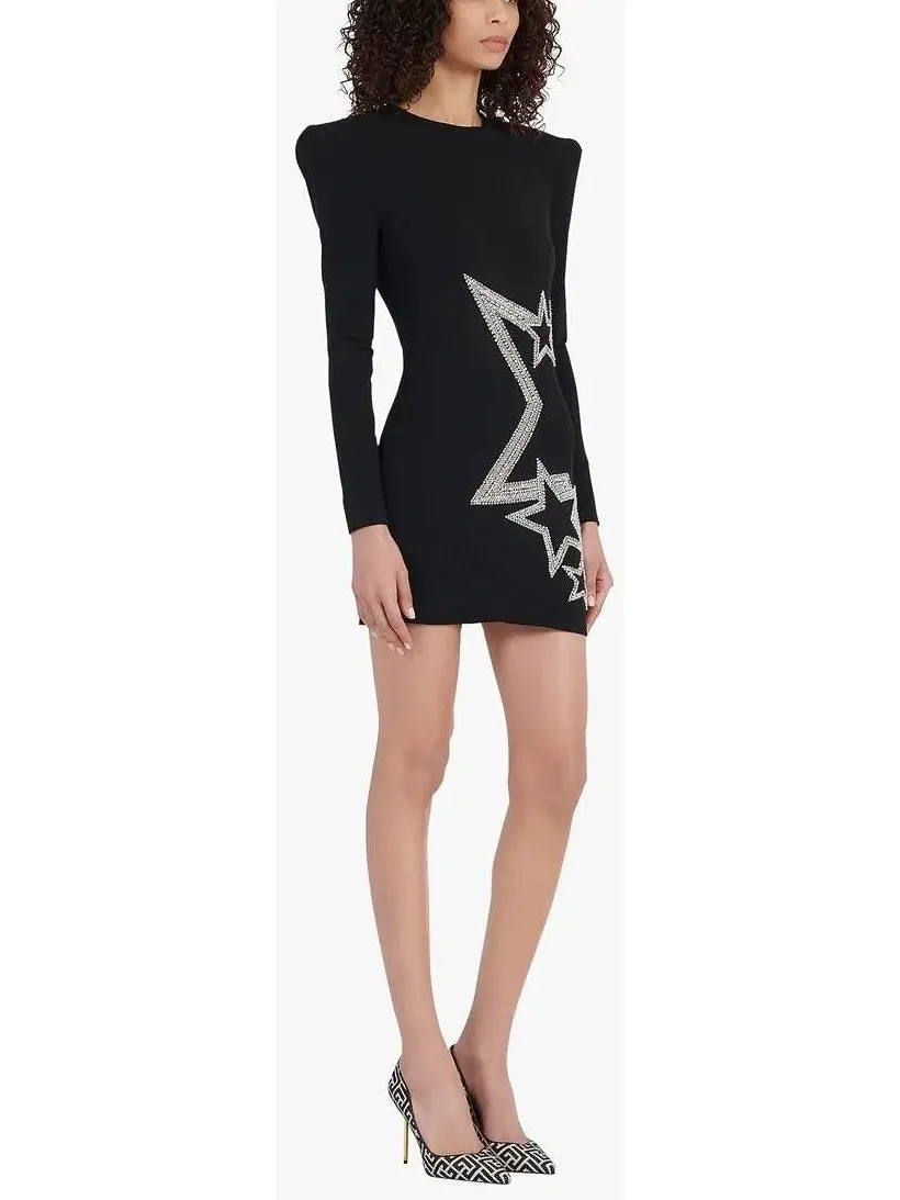 Women’s Black and Silver Stars Embroidered Dress