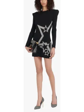 Women’s Black and Silver Stars Embroidered Dress