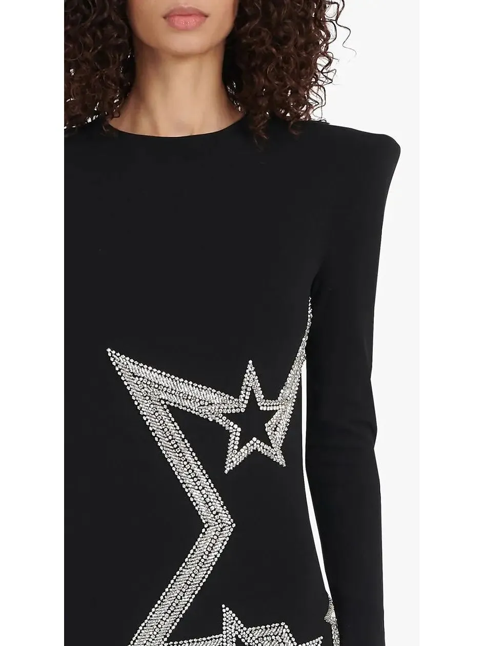 Women’s Black and Silver Stars Embroidered Dress