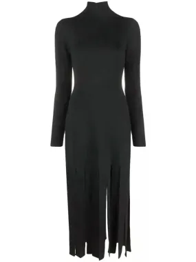 Women’s Black Fringed Knitted Dress